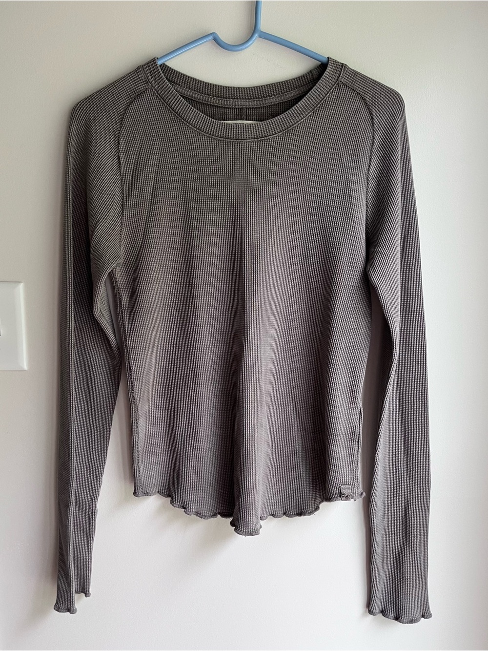 Free People Waffle knit long sleeve cotton brown Medium